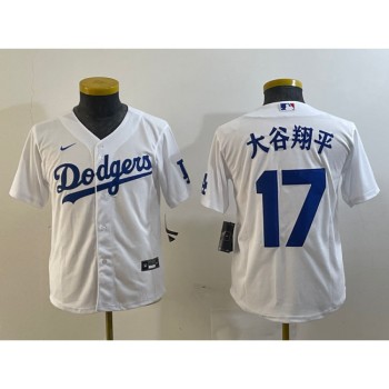 Youth Los Angeles Dodgers #17 Shohei Ohtani White Stitched Baseball Jersey Youth Los Angeles Dodgers #17 Shohei Ohtani White Stitched Baseball Jersey