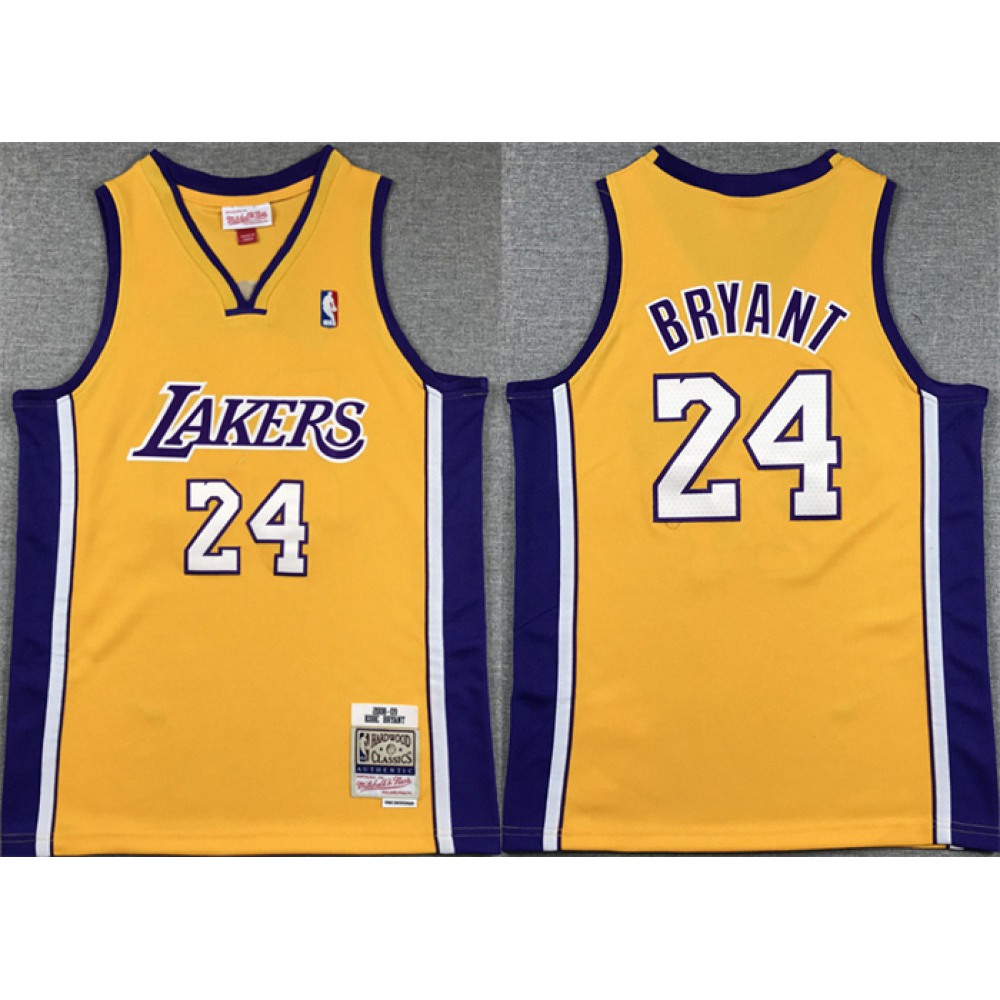 Youth Los Angeles Lakers #24 Kobe Bryant Yellow Stitched Basketball Jersey