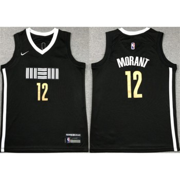 Youth Memphis Grizzlies #12 Ja Morant Black 2023/24 City Edition Stitched Basketball Jersey Youth Memphis Grizzlies #12 Ja Morant Black 2023/24 City Edition Stitched Basketball Jersey
