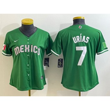 Youth Mexico Baseball #7 Julio Urias 2023 Green World Baseball Classic Stitched Jersey Youth Mexico Baseball #7 Julio Urias 2023 Green World Baseball Classic Stitched Jersey