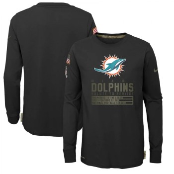 Youth Miami Dolphins 2020 Black Salute To Service Sideline Performance Long Sleeve T-Shirt Youth Miami Dolphins 2020 Black Salute To Service Sideline Performance Long Sleeve T-Shirt