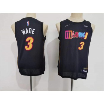 Youth Miami Heat #3 Dwyane Wade Black City Edition Swingman Stitched Jersey Youth Miami Heat #3 Dwyane Wade Black City Edition Swingman Stitched Jersey