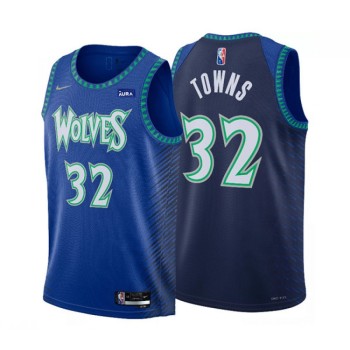 Youth Minnesota Timberwolves #32 Karl-Anthony Town 2021/22 Blue City Edition 75th Anniversary Swingman Stitched Jersey