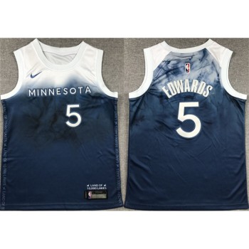 Youth Minnesota Timberwolves #5 Anthony Edwards Blue 2023-24 City Edition Stitched Jersey