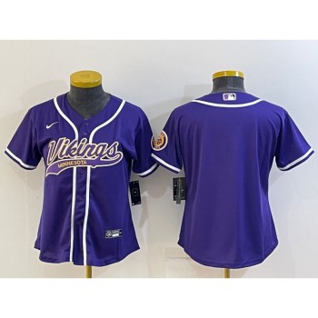 Youth Minnesota Vikings Blank Purple With Patch Cool Base Stitched Baseball Jersey Youth Minnesota Vikings Blank Purple With Patch Cool Base Stitched Baseball Jersey