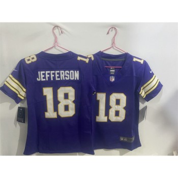 Youth Minnesota Vikings #18 Justin Jefferson Purple Throwback Vapor Limited Stitched Football Jersey Youth Minnesota Vikings #18 Justin Jefferson Purple Throwback Vapor Limited Stitched Football Jersey