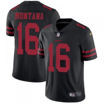 Youth NFL San Francisco 49ers #16 Joe Montana Black Vapor Untouchable Limited Stitched Jersey Youth NFL San Francisco 49ers #16 Joe Montana Black Vapor Untouchable Limited Stitched Jersey