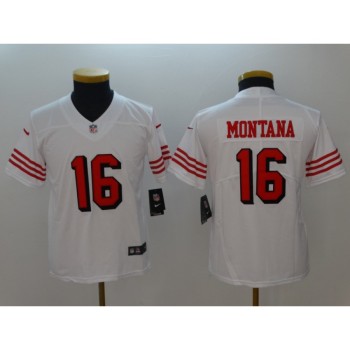 Youth NFL San Francisco 49ers #16 Joe Montana White Vapor Untouchable Limited Stitched Jersey Youth NFL San Francisco 49ers #16 Joe Montana White Vapor Untouchable Limited Stitched Jersey