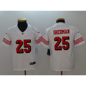 Youth NFL San Francisco 49ers #25 Richard Sherman White Vapor Untouchable Limited Stitched Jersey Youth NFL San Francisco 49ers #25 Richard Sherman White Vapor Untouchable Limited Stitched Jersey
