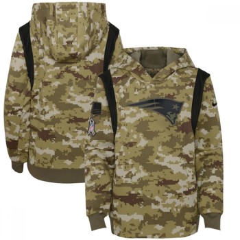 Youth New England Patriots 2021 Camo Salute To Service Therma Performance Pullover Hoodie Youth New England Patriots 2021 Camo Salute To Service Therma Performance Pullover Hoodie