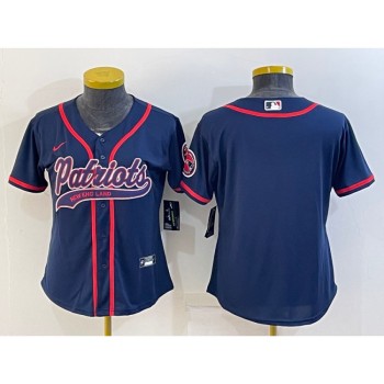 Youth New England Patriots Blank Navy With Patch Cool Base Stitched Baseball Jersey Youth New England Patriots Blank Navy With Patch Cool Base Stitched Baseball Jersey