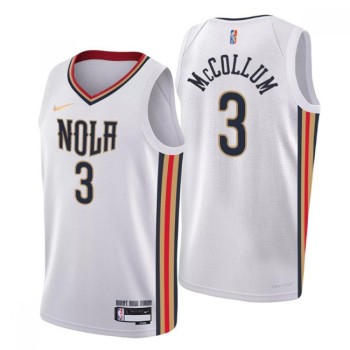 Youth New Orleans Pelicans #3 C.J. McCollum 2021/22 White City Edition 75th Anniversary Stitched Jersey Youth New Orleans Pelicans #3 C.J. McCollum 2021/22 White City Edition 75th Anniversary Stitched Jersey