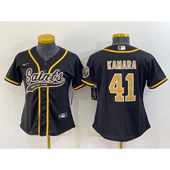 Youth New Orleans Saints #41 Alvin Kamara Black With Patch Cool Base Stitched Baseball Jersey Youth New Orleans Saints #41 Alvin Kamara Black With Patch Cool Base Stitched Baseball Jersey