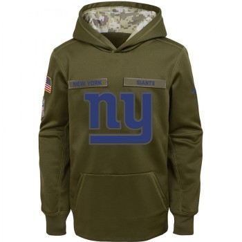 Youth New York Giants Olive Salute to Service Pullover Performance NFL Hoodie Youth New York Giants Olive Salute to Service Pullover Performance NFL Hoodie