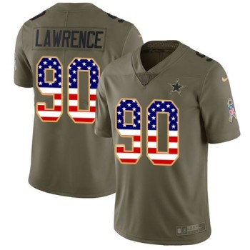 Youth Dallas Cowboys #90 Demarcus Lawrencs 2017 Salute to Service Olive USA Flag Stitched NFL Limited Jersey Youth Dallas Cowboys #90 Demarcus Lawrencs 2017 Salute to Service Olive USA Flag Stitched NFL Limited Jersey