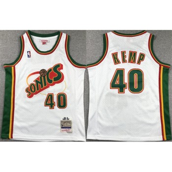 Youth Oklahoma City Thunder #40 Shawn Kemp White Stitched Basketball Jersey Youth Oklahoma City Thunder #40 Shawn Kemp White Stitched Basketball Jersey