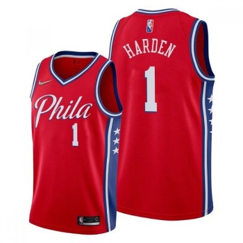 Youth Philadelphia 76ers #1 James Harden Red Statement Edition Stitched Jersey Youth Philadelphia 76ers #1 James Harden Red Statement Edition Stitched Jersey
