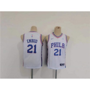 Youth Philadelphia 76ers #21 Joel Embiid White Association Edition Swingman Stitched Jersey Youth Philadelphia 76ers #21 Joel Embiid White Association Edition Swingman Stitched Jersey