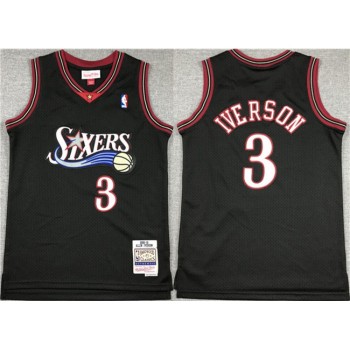 Youth Philadelphia 76ers #3 Allen Iverson Black Stitched Jersey Youth Philadelphia 76ers #3 Allen Iverson Black Stitched Jersey