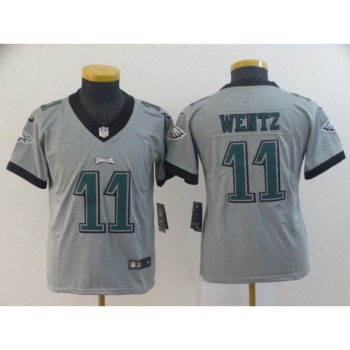 Youth Philadelphia Eagles #11 Carson Wentz Silver Inverted Legend Stitched NFL Jersey Youth Philadelphia Eagles #11 Carson Wentz Silver Inverted Legend Stitched NFL Jersey