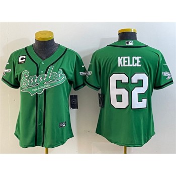 Youth Philadelphia Eagles #62 Jason Kelce Green With 4-Star C Patch Cool Base Stitched Baseball Jersey Youth Philadelphia Eagles #62 Jason Kelce Green With 4-Star C Patch Cool Base Stitched Baseball Jersey