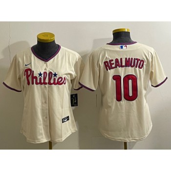 Youth Philadelphia Phillies #10 J.T. Realmuto Cream Cool Base Stitched Baseball Jersey Youth Philadelphia Phillies #10 J.T. Realmuto Cream Cool Base Stitched Baseball Jersey