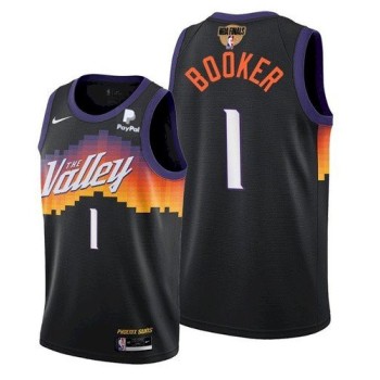 Youth Phoenix Suns #1 Devin Booker 2021 Black NBA Finals City Edition Stitched Jersey Youth Phoenix Suns #1 Devin Booker 2021 Black NBA Finals City Edition Stitched Jersey