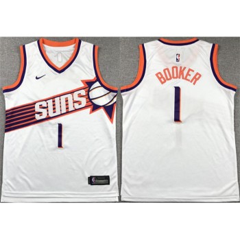 Youth Phoenix Suns #1 Devin Booker White Association Edition Stitched Basketball Jersey Youth Phoenix Suns #1 Devin Booker White Association Edition Stitched Basketball Jersey