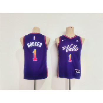 Youth Phoenix Suns #1 Devin Booker Purple City Edition Stitched Basketball Jersey Youth Phoenix Suns #1 Devin Booker Purple City Edition Stitched Basketball Jersey