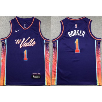 Youth Phoenix Suns #1 Devin Booker Purple City Edition Stitched Basketball Jersey Youth Phoenix Suns #1 Devin Booker Purple City Edition Stitched Basketball Jersey