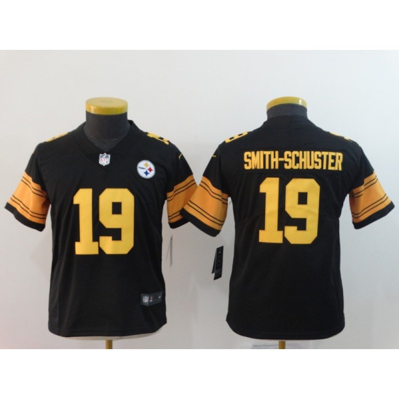 Youth Pittsburgh Steelers #19 JuJu Smith-Schuster Black Limited Rush NFL Stitched Jersey Youth Pittsburgh Steelers #19 JuJu Smith-Schuster Black Limited Rush NFL Stitched Jersey