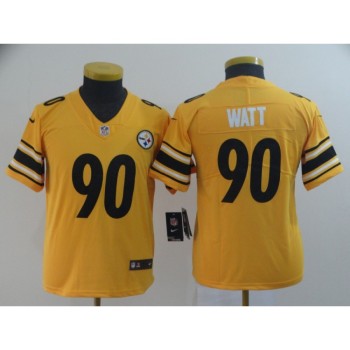 Youth Pittsburgh Steelers #90 T. J. Watt 2019 Gold Inverted Legend Stitched NFL Jersey Youth Pittsburgh Steelers #90 T. J. Watt 2019 Gold Inverted Legend Stitched NFL Jersey