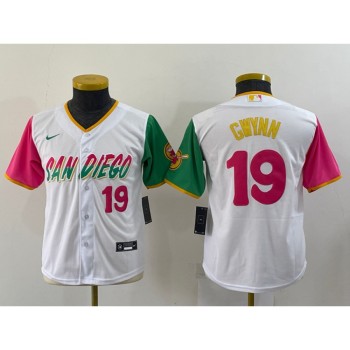 Youth San Diego Padres #19 Tony Gwynn 2022 White City Connect Stitched Baseball Jersey Youth San Diego Padres #19 Tony Gwynn 2022 White City Connect Stitched Baseball Jersey