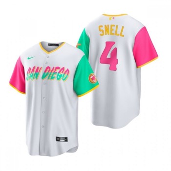 Youth San Diego Padres #4 Blake Snell 2022 White City Connect Stitched Baseball Jersey Youth San Diego Padres #4 Blake Snell 2022 White City Connect Stitched Baseball Jersey