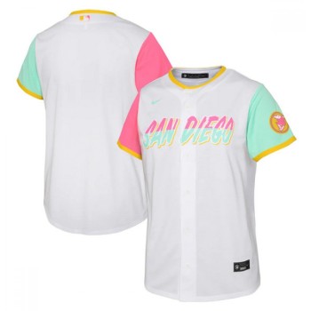 Youth San Diego Padres Blank 2022 White City Connect Stitched Baseball Jersey Youth San Diego Padres Blank 2022 White City Connect Stitched Baseball Jersey