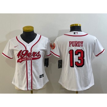 Youth San Francisco 49ers #13 Brock Purdy New White With Patch Cool Base Stitched Baseball Jersey Youth San Francisco 49ers #13 Brock Purdy New White With Patch Cool Base Stitched Baseball Jersey
