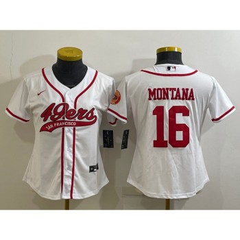 Youth San Francisco 49ers #16 Joe Montana White With Patch Cool Base Stitched Baseball Jersey Youth San Francisco 49ers #16 Joe Montana White With Patch Cool Base Stitched Baseball Jersey