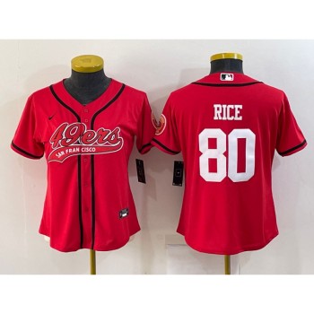 Youth San Francisco 49ers #80 Jerry Rice Red With Patch Cool Base Stitched Baseball Jersey Youth San Francisco 49ers #80 Jerry Rice Red With Patch Cool Base Stitched Baseball Jersey