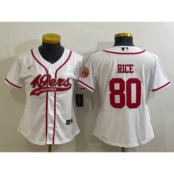 Youth San Francisco 49ers #80 Jerry Rice White With Patch Cool Base Stitched Baseball Jersey Youth San Francisco 49ers #80 Jerry Rice White With Patch Cool Base Stitched Baseball Jersey