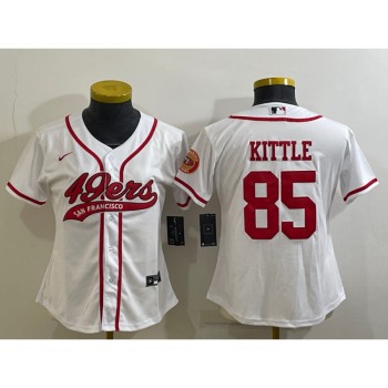 Youth San Francisco 49ers #85 George Kittle White With Patch Cool Base Stitched Baseball Jersey Youth San Francisco 49ers #85 George Kittle White With Patch Cool Base Stitched Baseball Jersey