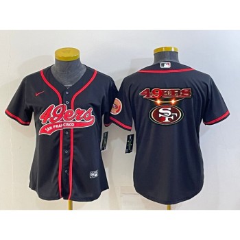 Youth San Francisco 49ers Black Team Big Logo With Patch Cool Base Stitched Baseball Jersey Youth San Francisco 49ers Black Team Big Logo With Patch Cool Base Stitched Baseball Jersey