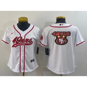 Youth San Francisco 49ers White Team Big Logo With Patch Cool Base Stitched Baseball Jersey Youth San Francisco 49ers White Team Big Logo With Patch Cool Base Stitched Baseball Jersey