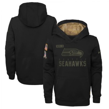 Youth Seattle Seahawks 2020 Black Salute to Service Sideline Performance Pullover Hoodie Youth Seattle Seahawks 2020 Black Salute to Service Sideline Performance Pullover Hoodie