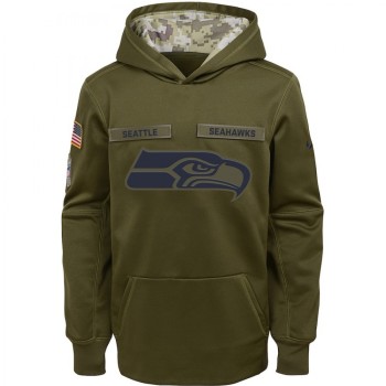 Youth Seattle Seahawks Olive Salute to Service Pullover Performance NFL Hoodie Youth Seattle Seahawks Olive Salute to Service Pullover Performance NFL Hoodie
