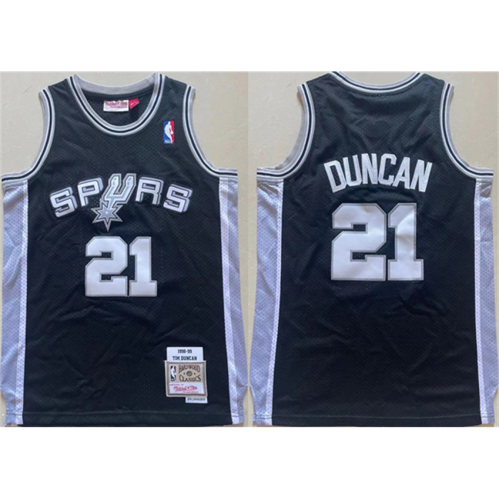 Youth Spurs #21 Tim Duncan Black Stitched Jersey