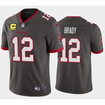 Youth Tampa Bay Buccaneers #12 Tom Brady Gray With C Patch Stitched Jersey Youth Tampa Bay Buccaneers #12 Tom Brady Gray With C Patch Stitched Jersey