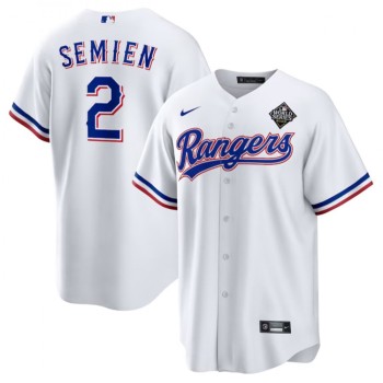 Youth Texas Rangers #2 Marcus Semien White 2023 World Series Stitched Baseball Jersey Youth Texas Rangers #2 Marcus Semien White 2023 World Series Stitched Baseball Jersey