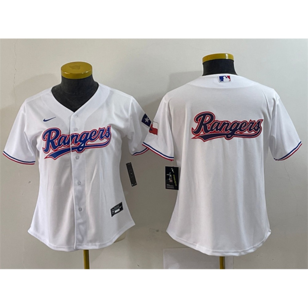 Youth Texas Rangers White Team Big Logo With Patch Stitched Baseball Jersey
