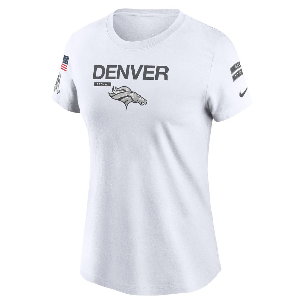 Women's Denver Broncos  White 2024 Salute To Service Legend Performance T-Shirt