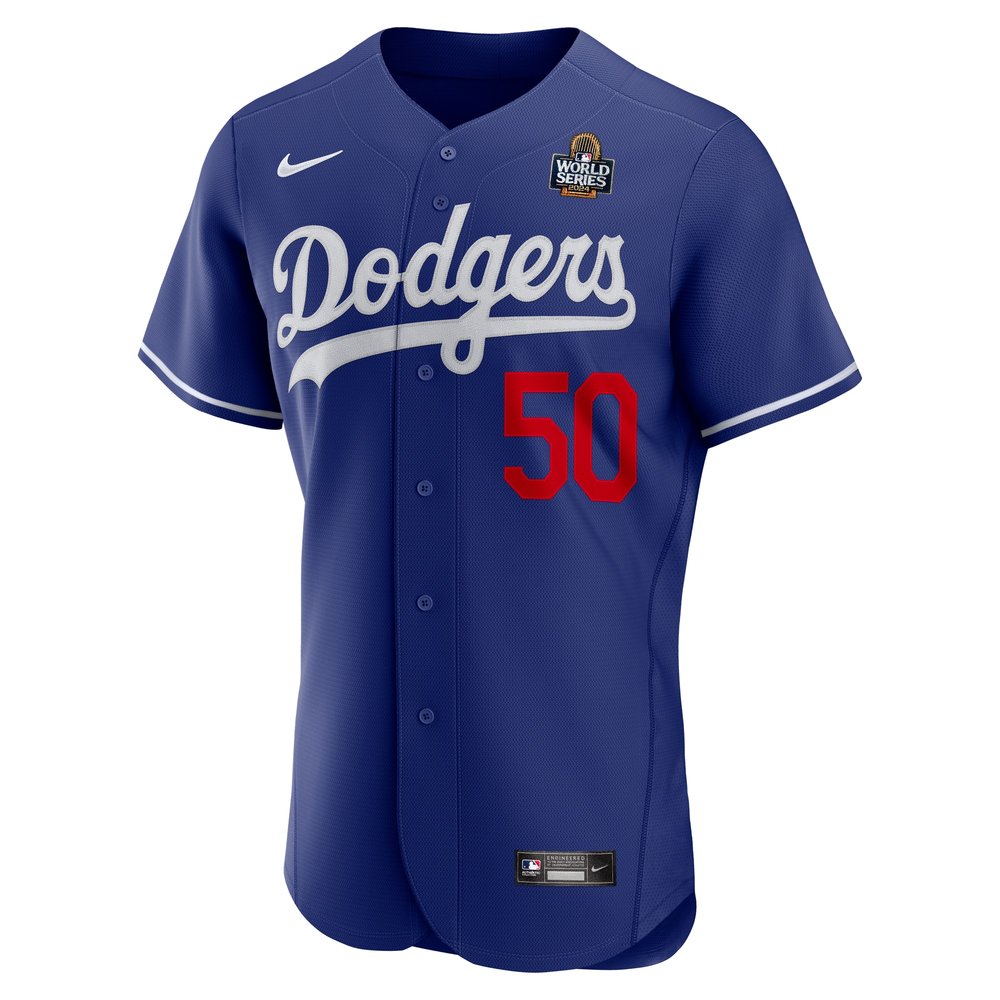 Men's Los Angeles Dodgers #50 Mookie Betts Royal 2024 World Series Alternate Authentic Player Jersey Men's Los Angeles Dodgers #50 Mookie Betts Royal 2024 World Series Alternate Authentic Player Jersey